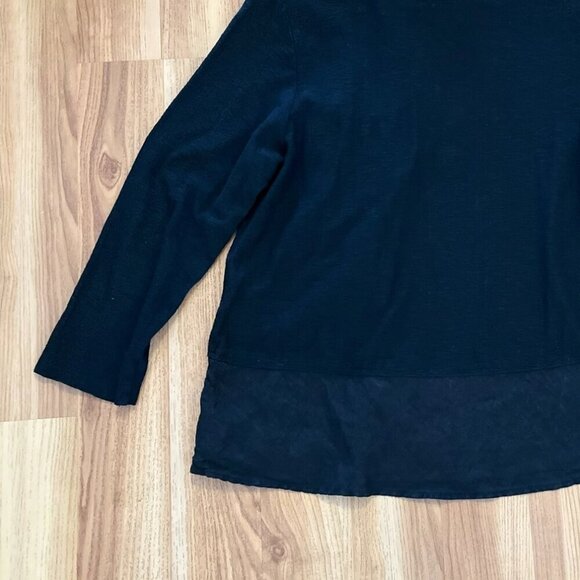 Cut Loose Black100% Linen Drape Open-front Light Weight Cardigan Sz Lr - Picture 4 of 8